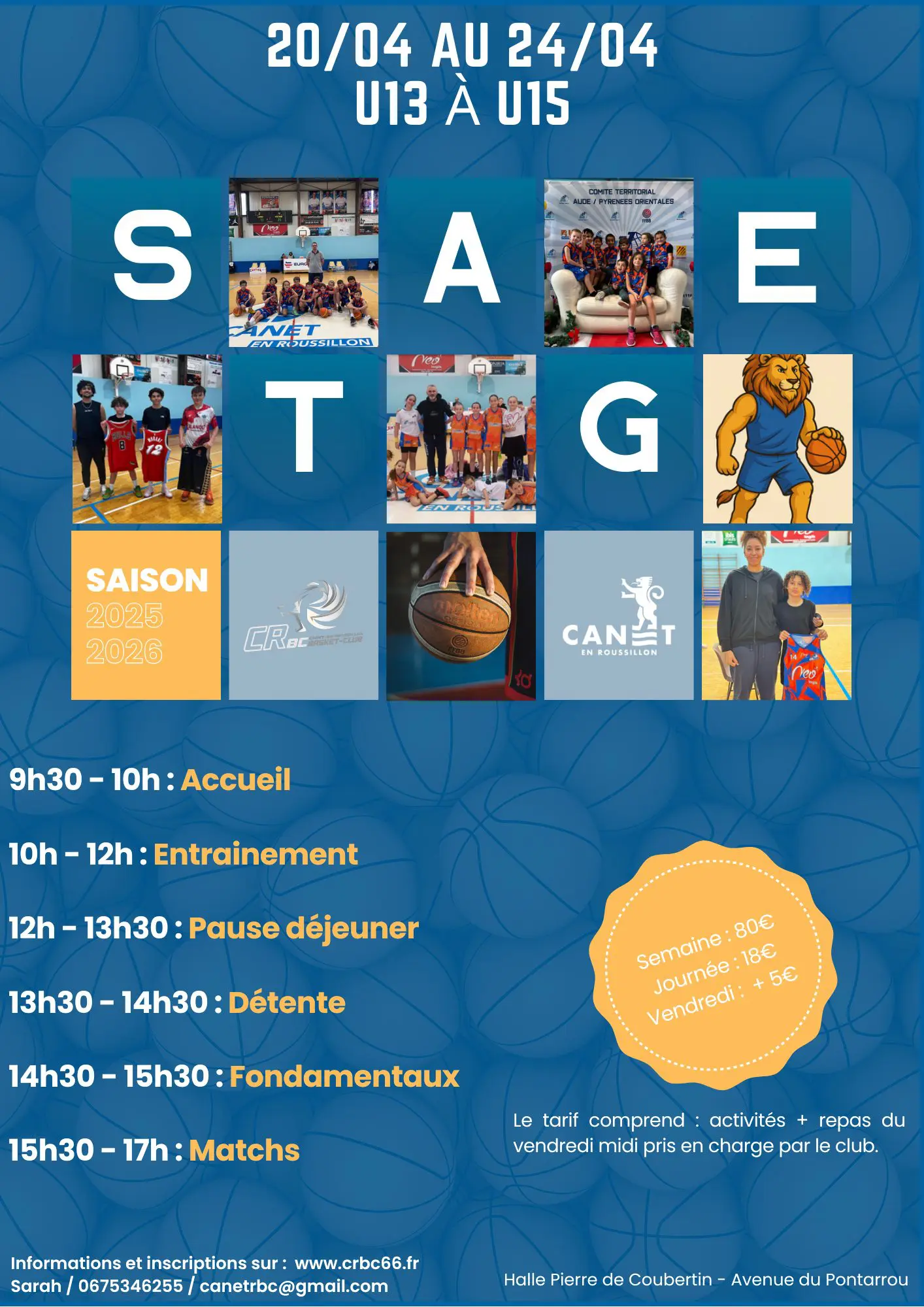 Stages d’avril du CRBC U13 – U15 🏀