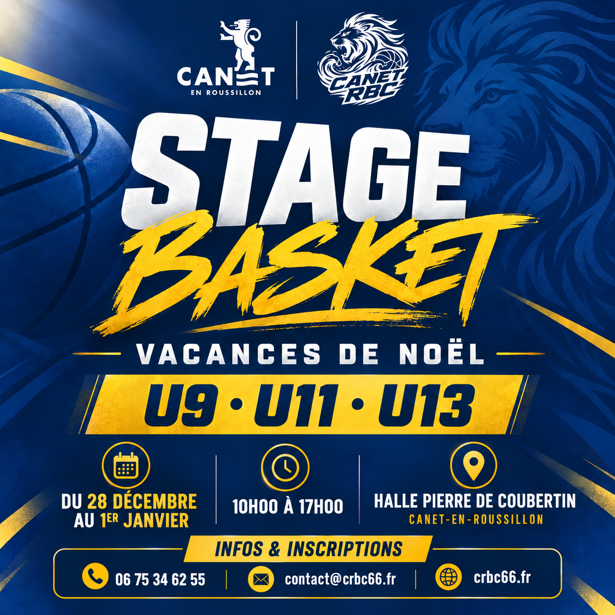 Stage basket – Vacances de Noël 🏀🎄