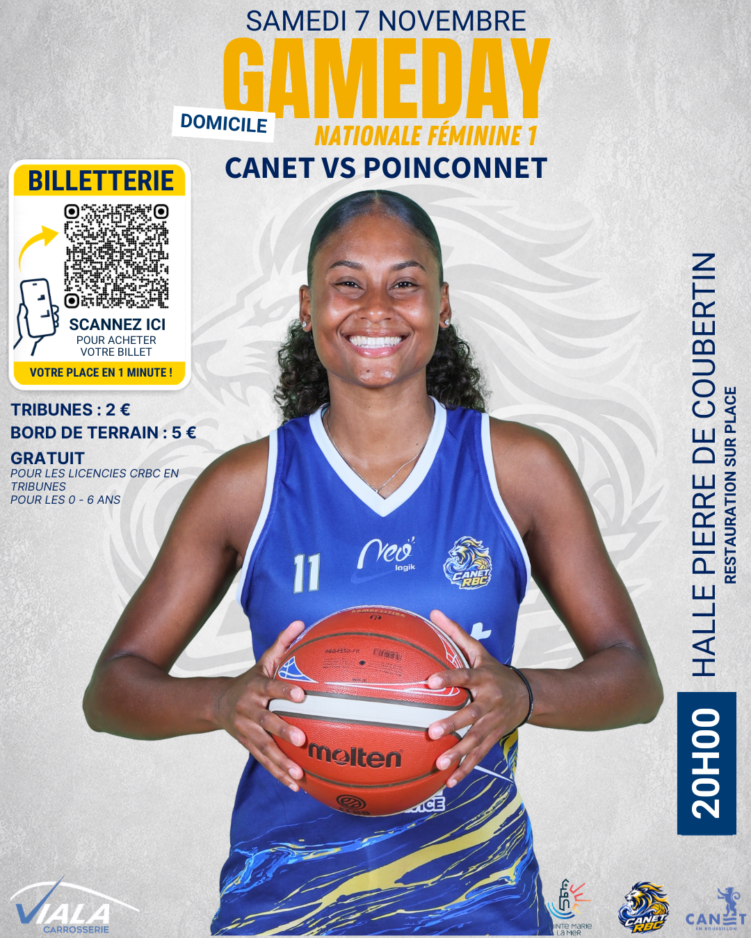 🏀 Gameday NF1 – Canet vs Le Poinçonnet, samedi 7 novembre 2026 !